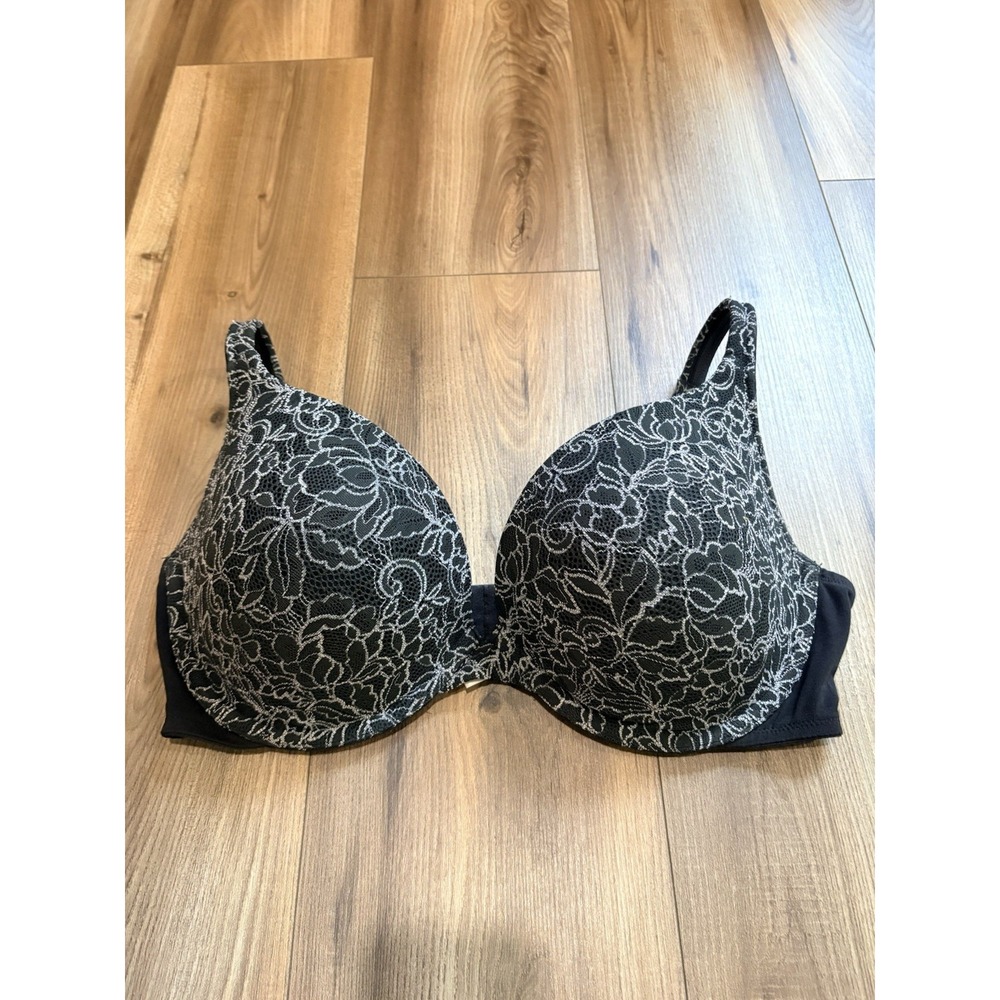Cacique Bra 38DDD Black Floral Padded Underwire Push Up